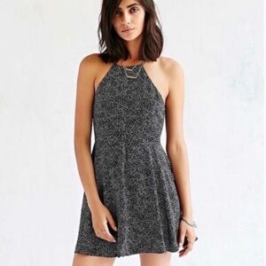 Cooperative Black and White Polka Dotted Halter Mini Dress